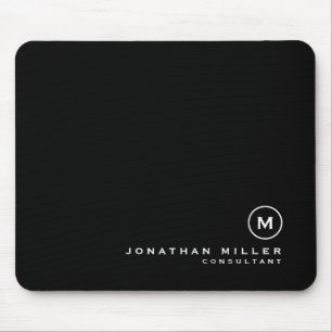 Mousepad Medalhão de Monogramas Preto e Branco Profissiona