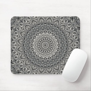Mousepad Medalhão Estilo Tribal Cinza e Preto