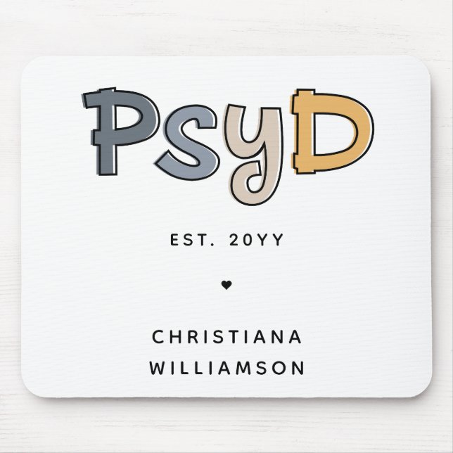 Mousepad Médico PsyD Personalizado de Psicologia Psicóloga (Frente)