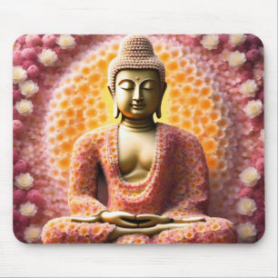 Mousepad Meditação Buda Flor Rosa-Flor