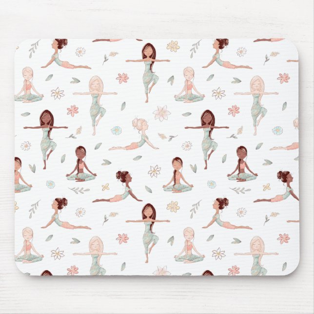 Mousepad Meditação das garotas bonitas Zen Yoga Namaste esp (Frente)