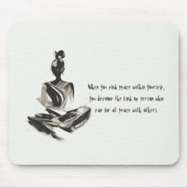 Mousepad Meditação de Instrutor Yoga Pose Pose Pincel Citaç