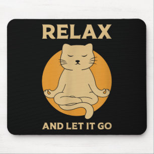 Mousepad Meditação de Ioga Zen com Gráfico de Gatos Engraça
