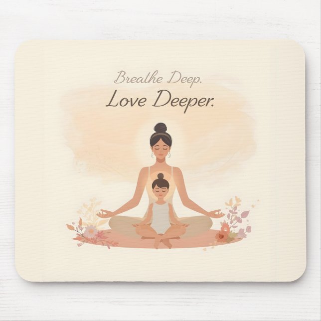 Mousepad Meditação de Mãe e Filho Arte Serenidade (Frente)