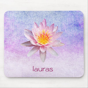 Mousepad Meditação de Peacock Yoga com Aquarela de Flor de 