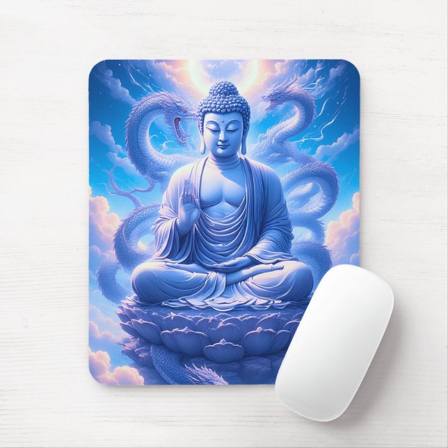 Mousepad Meditação do Buda do Dragão Místico (Com mouse)