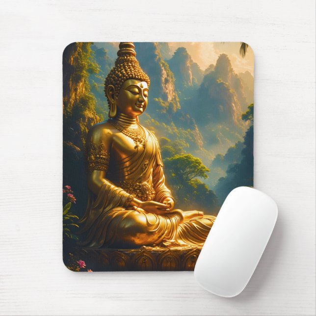 Mousepad Meditação Dourada nos Picos Tailandeses (Com mouse)