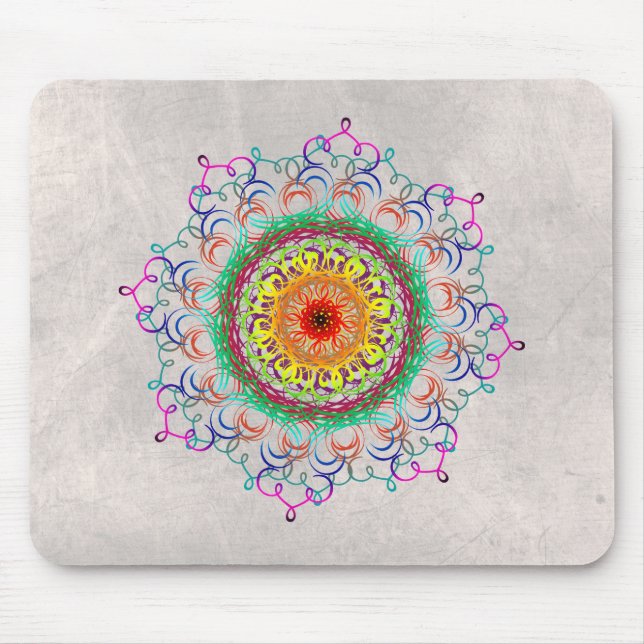 Mousepad Meditação holística Mandala Damask Yoga (Frente)