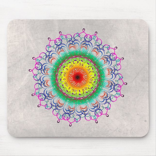 Mousepad Meditação holística Mandala Damask Yoga (Frente)