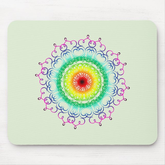 Mousepad Meditação holística Mandala Damask Yoga (Frente)