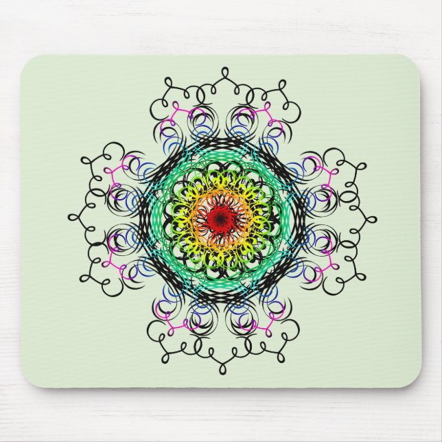 Mousepad Meditação holística Mandala Damask Yoga (Frente)