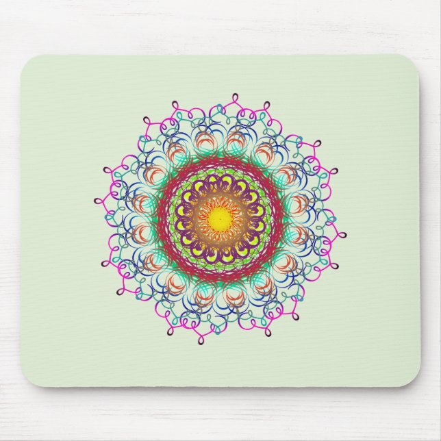 Mousepad Meditação holística Mandala Damask Yoga (Frente)