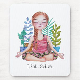 Mousepad Meditando Garota Com Plantas
