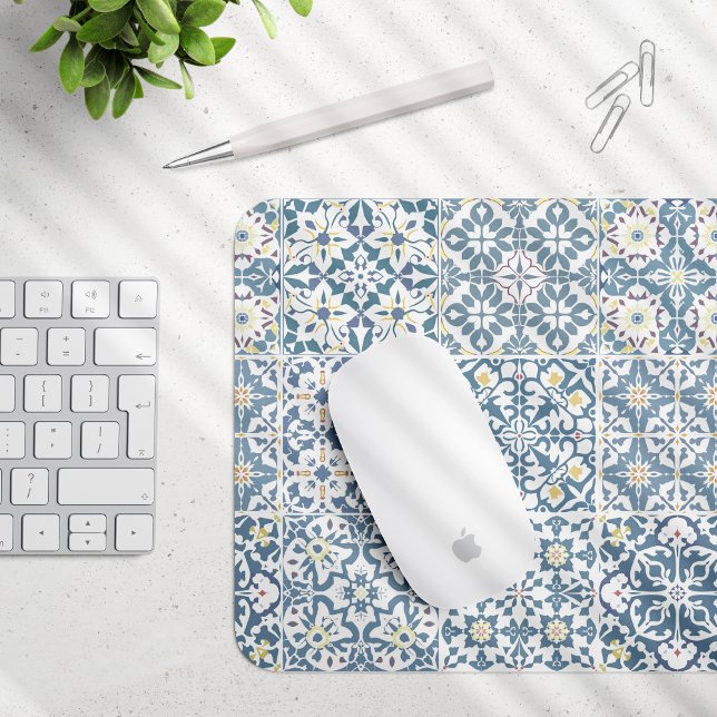 Mousepad Mediterranean Tiles, Moroccan, Majolica, Azulejo (Criador carregado)