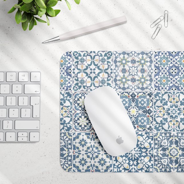 Mousepad Mediterranean Tiles, Moroccan, Majolica, Azulejo (Criador carregado)