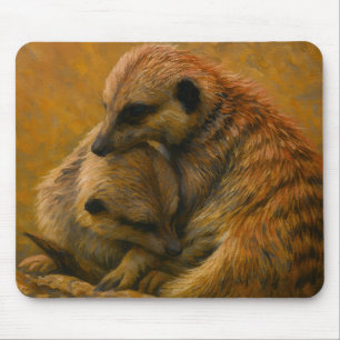 Mousepad Meerkat Cuddle - Pintura De Vida Selvagem Tonelada
