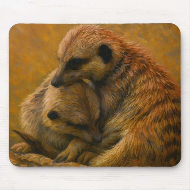 Mousepad Meerkat Cuddle - Pintura De Vida Selvagem Tonelada (Frente)