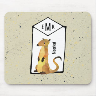Mousepad Meerkat no Fundo Beige com Monograma