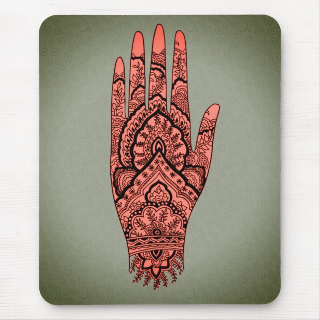 Mousepad Mehndi Tatuagem de Mão Design (Frente)