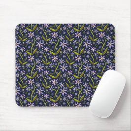 Mousepad Meia-noite | Margaridas Dançantes em Aquarela