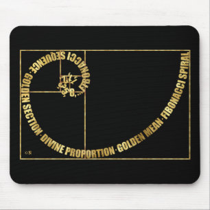 Mousepad Meio dourado, espiral de Fibonacci