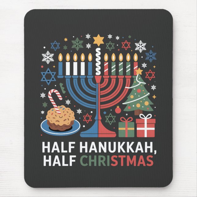 Mousepad Meio Natal Half Hanukkah Christmukkah Funny (Frente)