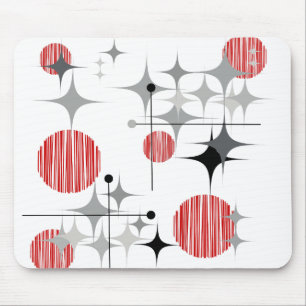 Mousepad Meio Século Moderno Explosões de Estrela e Globos