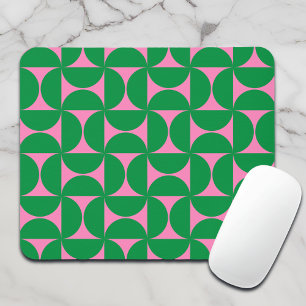 Mousepad Meio século Verde e Rosa da Floresta Abstrato mode