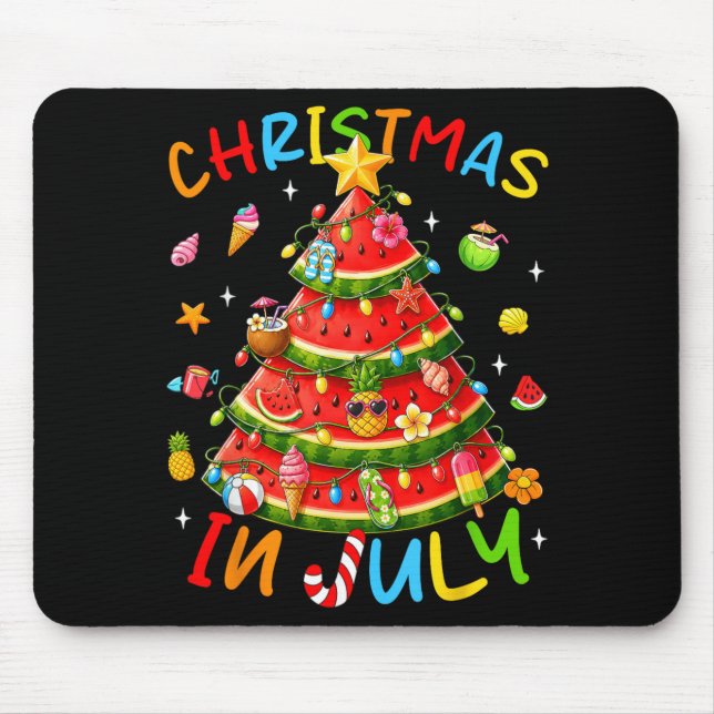 Mousepad Melancia de Férias de Verão Árvore Divertida de Ve (Frente)