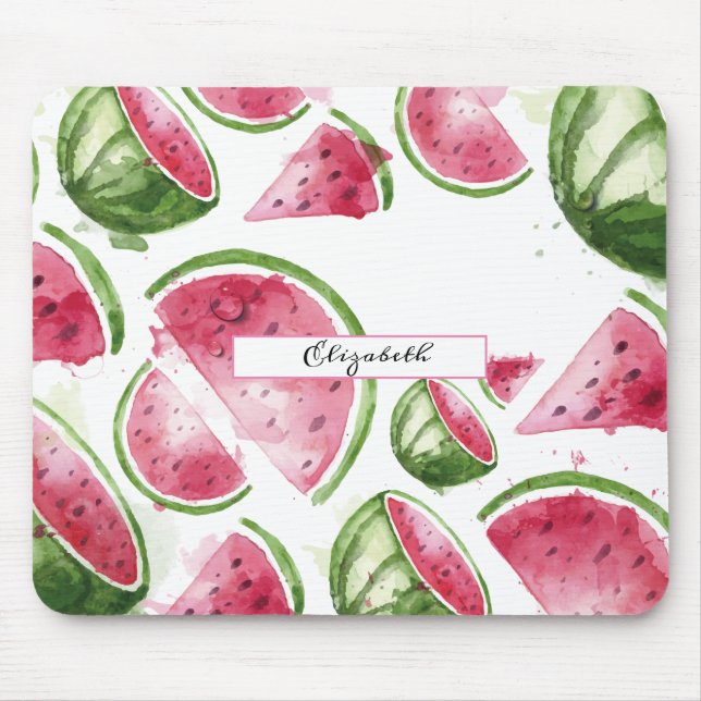 Mousepad Melancia em Aquarela Fofa   (Frente)