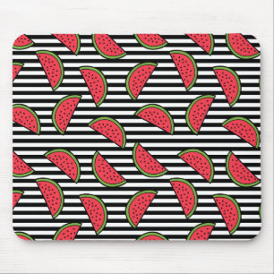 Mousepad Melancia no teste padrão preto & branco das