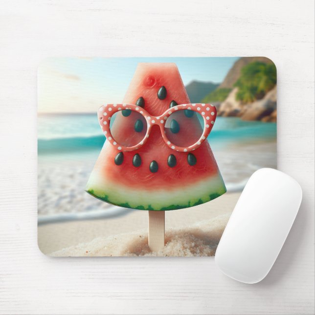 Mousepad Melancia Picolé Vestindo Óculos de sol (Com mouse)