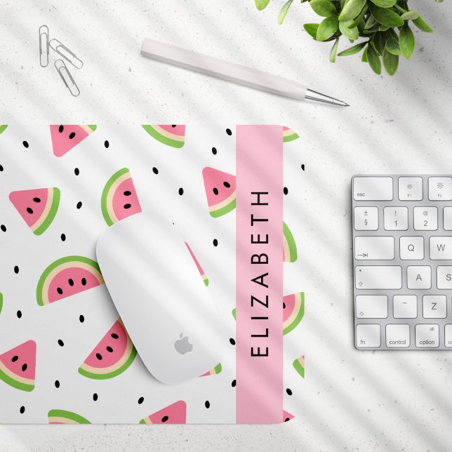 Mousepad Melancias Rosa, Sementes De Melancia, Seu Nome (Criador carregado)