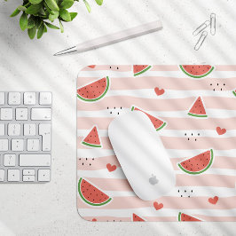 Mousepad Melancias vermelhas, Corações, Stripes, Padrão de 