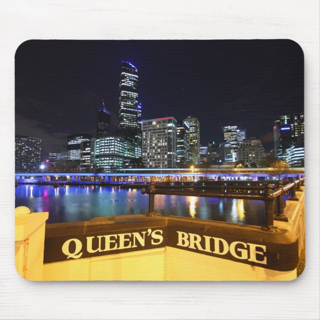 Mousepad Melbourne CBD Queens Bridge Lights (Frente)