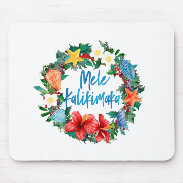Mousepad Mele Kalikimaka Hawaiian Christmas Wreath (Frente)
