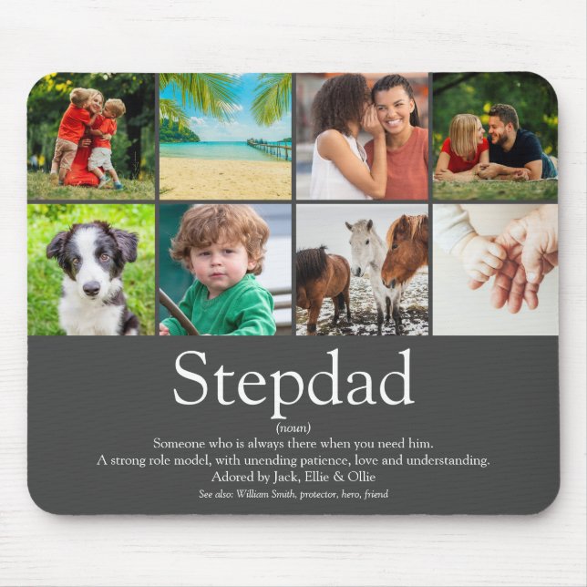 Mousepad Melhor Colagem de Fotos de Citação Stepdad Stepdad (Frente)