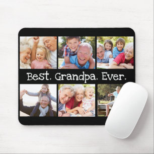 Mousepad Melhor Colagem de Fotos do Vovô em Black Modern
