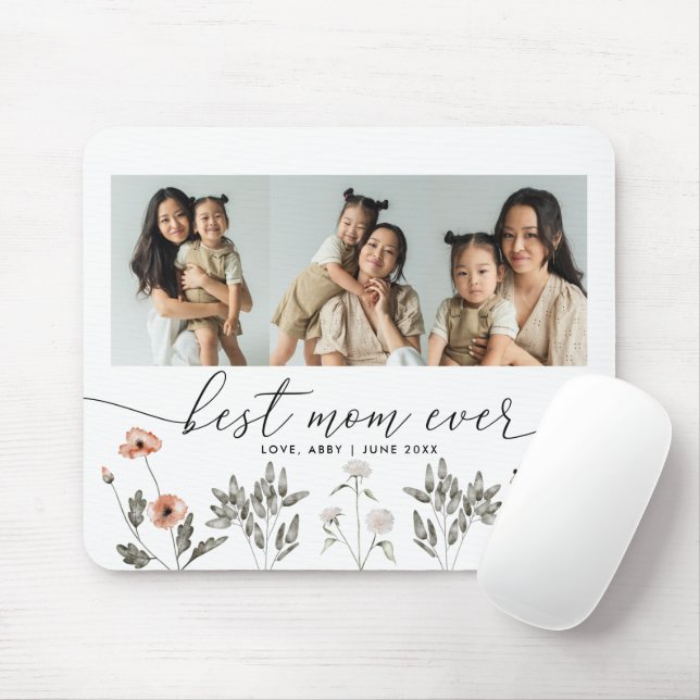 Mousepad Melhor Colagem de Fotos Floral da Mãe (Com mouse)