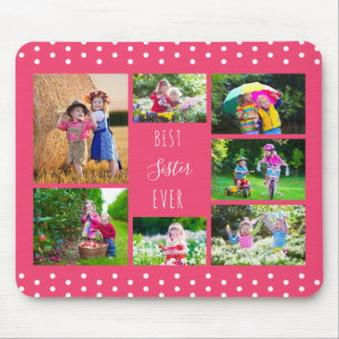 Mousepad Melhor Colagem de Fotos Rosa