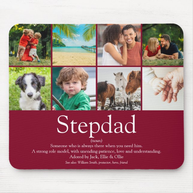 Mousepad Melhor Colagem de Fotos Stepdad Stepdad de Stepdad (Frente)