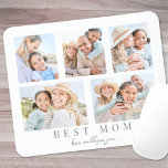 Mousepad Melhor Colagem Personalizada da Família Fotográfic<br><div class="desc">Esta simples e elegante plataforma de rato inspirada no véu é uma forma perfeita de celebrar a mãe. O design apresenta espaço para cinco fotos, com a "Melhor Mãe" mostrada por baixo em uma fonte de serifa clássica. No soft script, há espaço para adicionar "Amor, os Nomes das Crianças", apenas...</div>