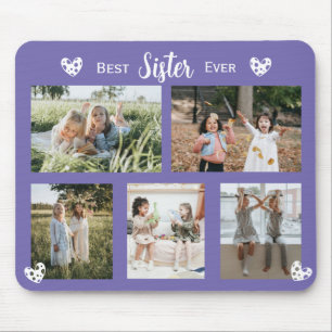 Mousepad Melhor Irmã Colagem de Fotografias Quadradas Ever