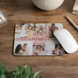 Mousepad Melhor Mãe Alguma Vez Colagem Fotográfica Rosa De