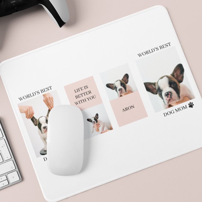 Mousepad Melhor Mãe de Cachorro | Foto de Colagem | Rosa Pa (Criador carregado)