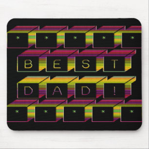 Mousepad Melhor Pai bloqueia texto castanho e amarelo