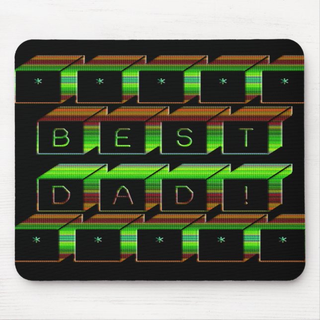 Mousepad Melhor Pai bloqueia texto verde e castanho (Frente)