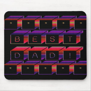 Mousepad Melhor Pai bloqueia texto vermelho e roxo