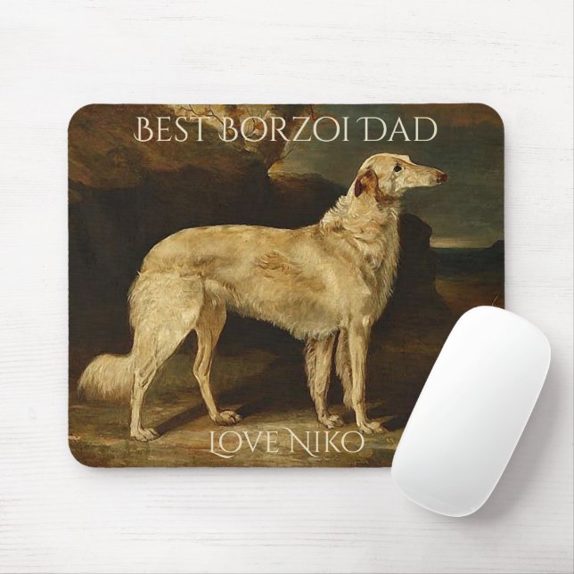 Mousepad Melhor Pai Borzoi Personalizado (Com mouse)
