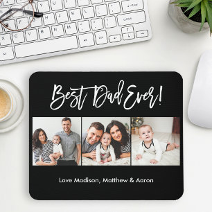 Mousepad Melhor Pai de 3 Fotografias do Script de Pincel Mo
